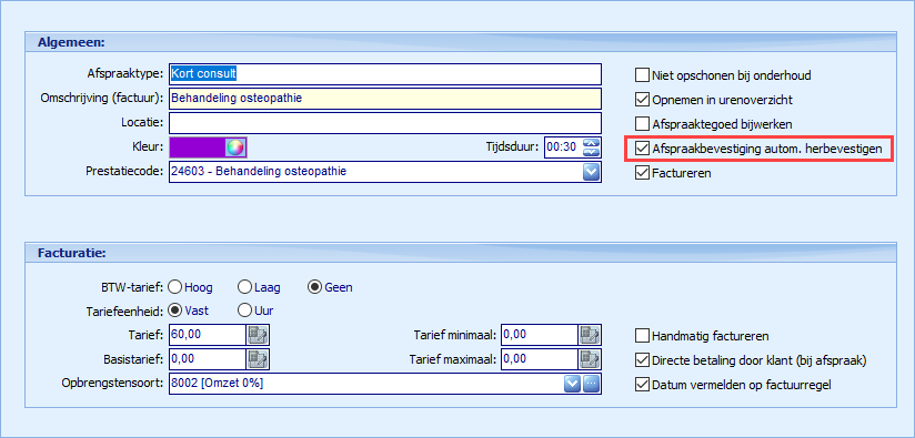 Afspraaktypes - E-mailservice