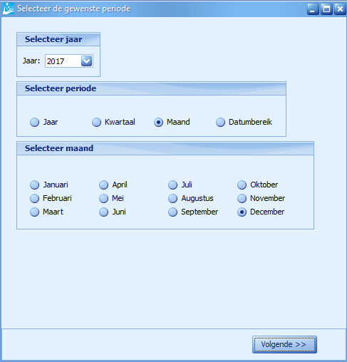 SnelStart - snelstart Periode selectie