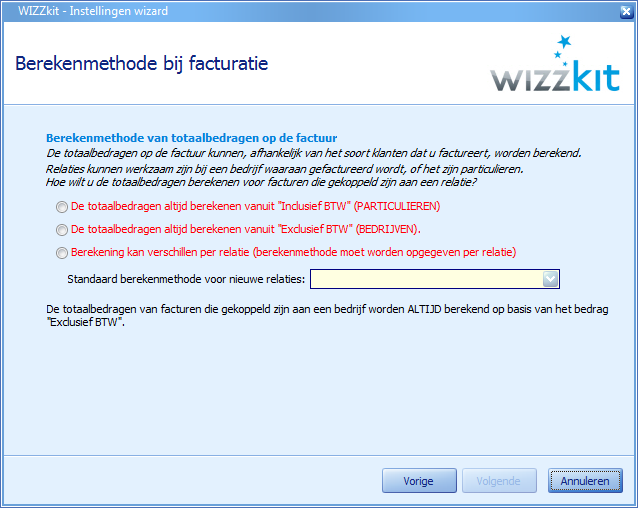 Instellingen - Berekenmethode facturatie