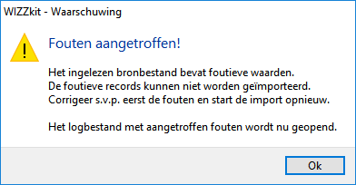 Importeren - Fouten in Importgegevens