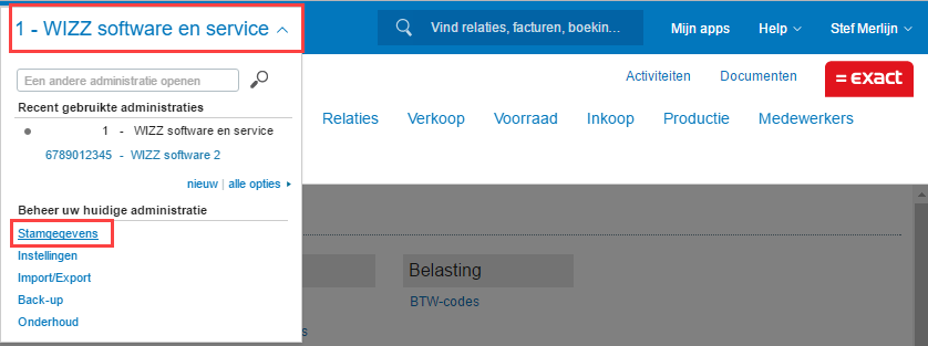 Exact - Stamgegevens