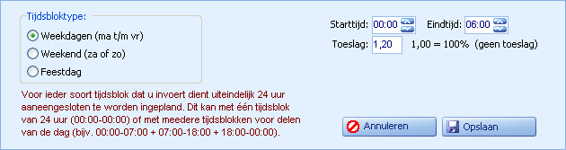 Onregelmatigheidstoeslag - Weekdag