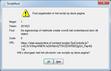 Exact - Connect Scriptfout