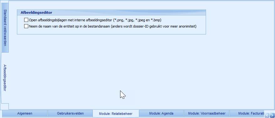 Instellingen - Module Relatiebeheer - Afbeeldingseditor