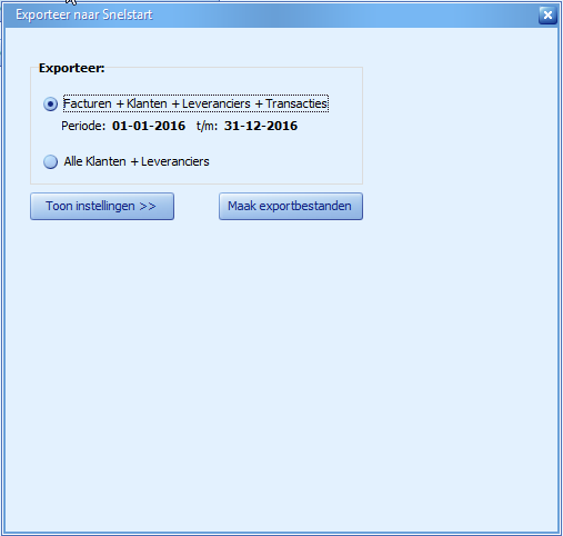 SnelStart - snelstart export