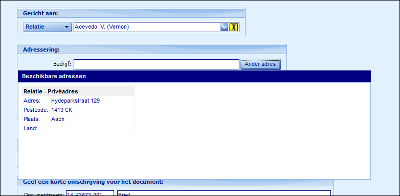 Correspondentie - ander adres
