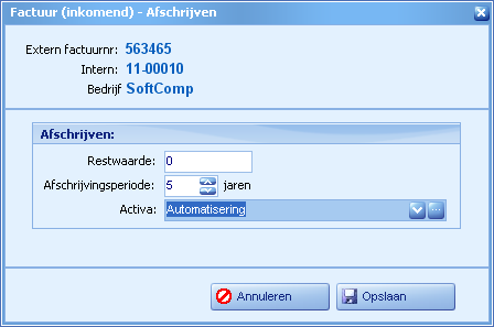 FacturenIN - Afschrijvingen