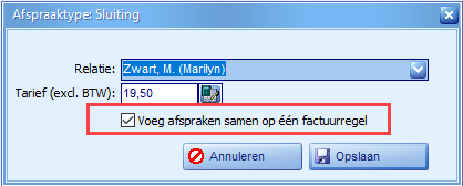 Prijsafspraken - Afspraaktypes details ingevuld - Samenvoegen op factuur