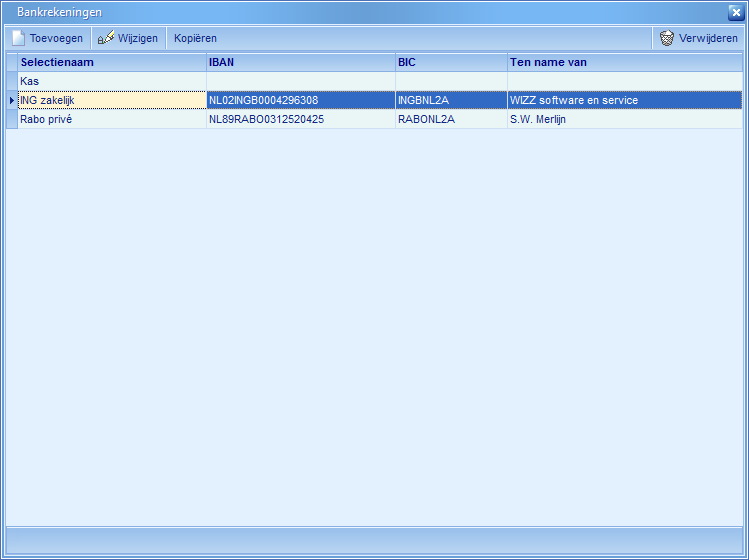 Rekeningen - overzicht