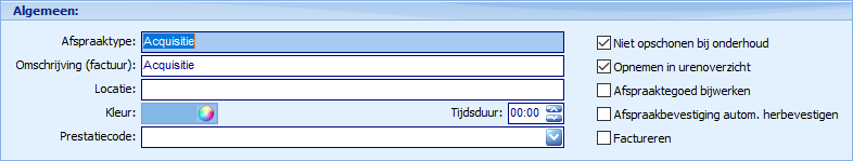 Afspraaktypes - voorbeeld acquisitie