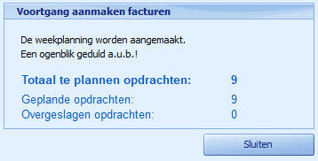 Opdrachten - weekplanning - voortgang planning