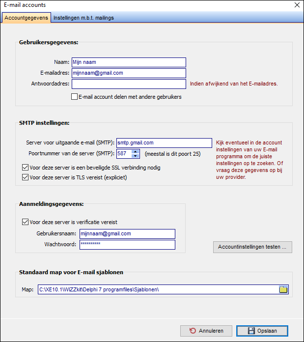 E-mail accounts - Google account