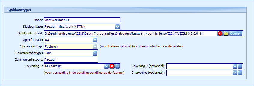 Sjablonen - Maatwerkfactuur