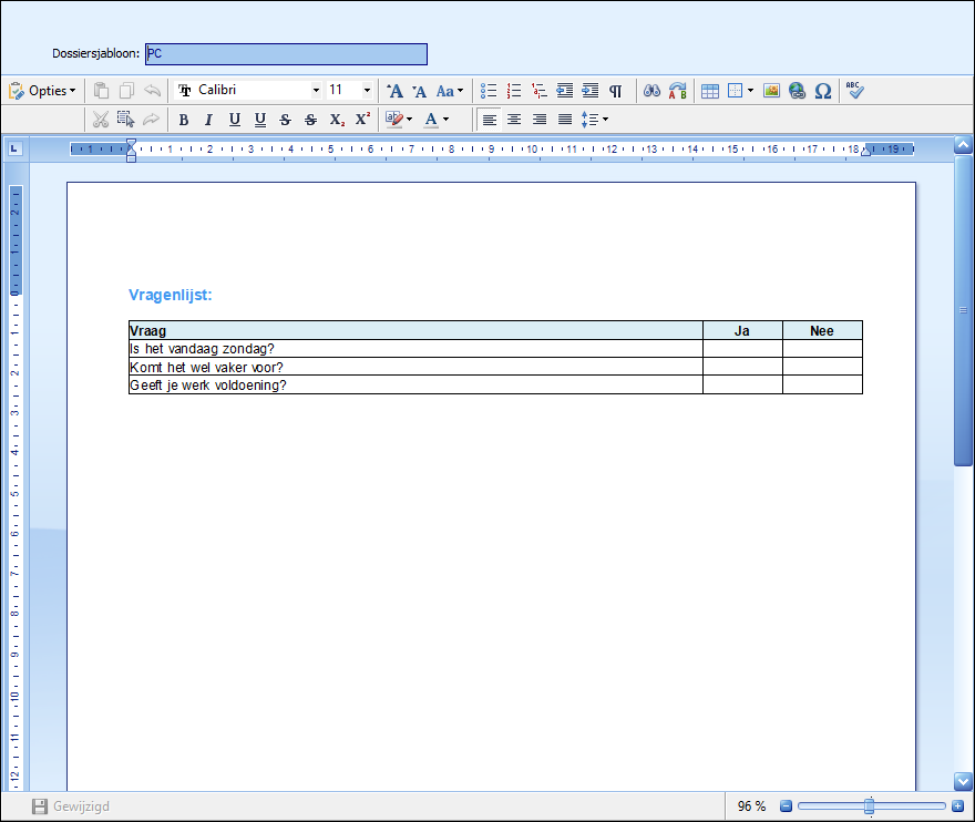 Dossiers - Dossiersjablonen