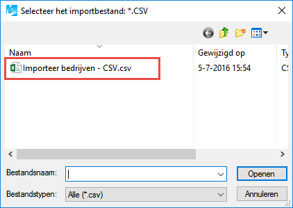 Importeren - Importbestand Openen