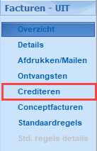 FacturenUIT - hoofdmenu factuur Crediteren