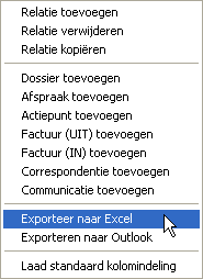Exporteren naar Excel - overzichten