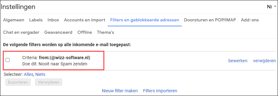wizz-software.nl niet als spam 5