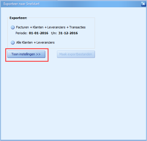 SnelStart - snelstart instellingen 1