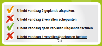 Hoofdscherm statusvelden