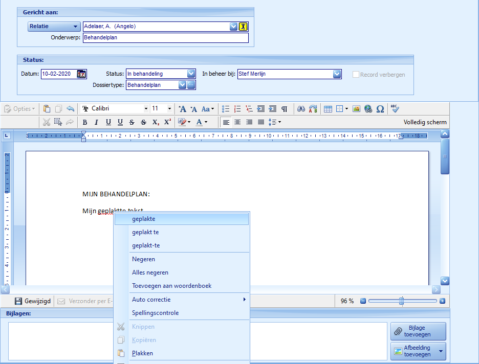 Dossiers - detailscherm spelfout