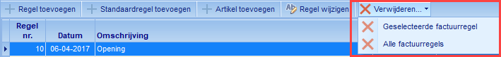 FacturenUIT - details knoppenbalk - verwijderen