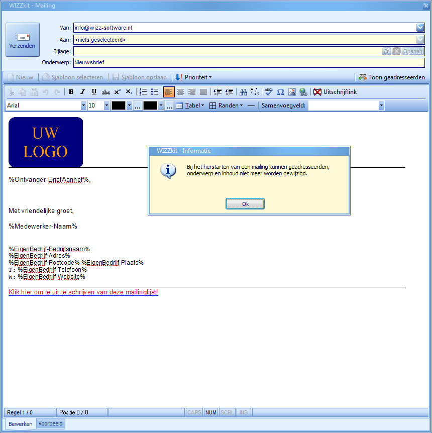 Mailing per E-mail - Herstarten