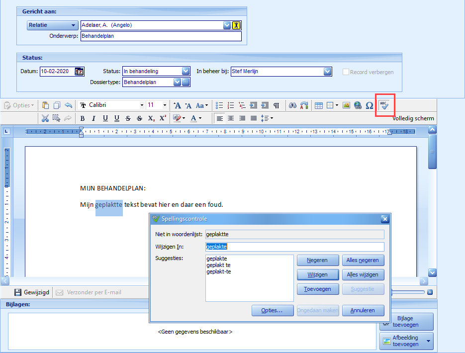 Dossiers - Spellingscontrole