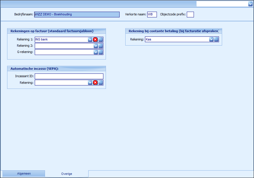 EigenBedrijf - tabblad overige