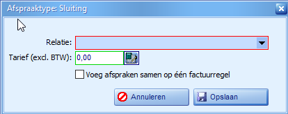 Prijsafspraken - Afspraaktypes details