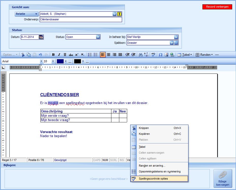 Spellingscontrole setup starten