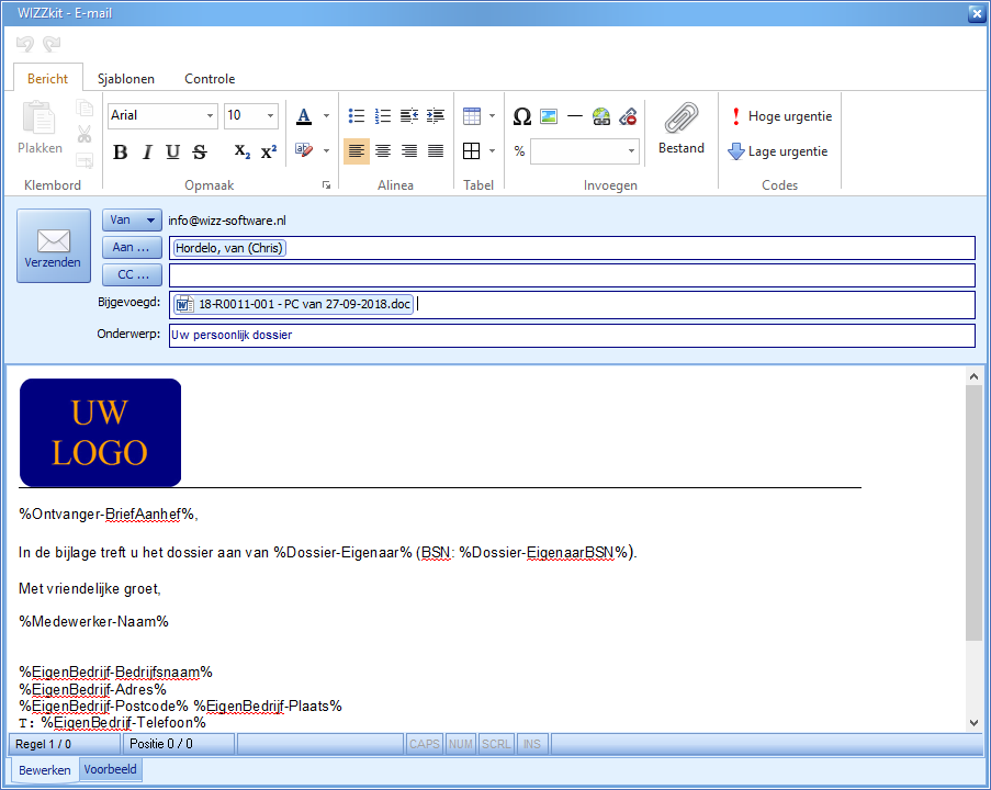 Dossier versturen per Email