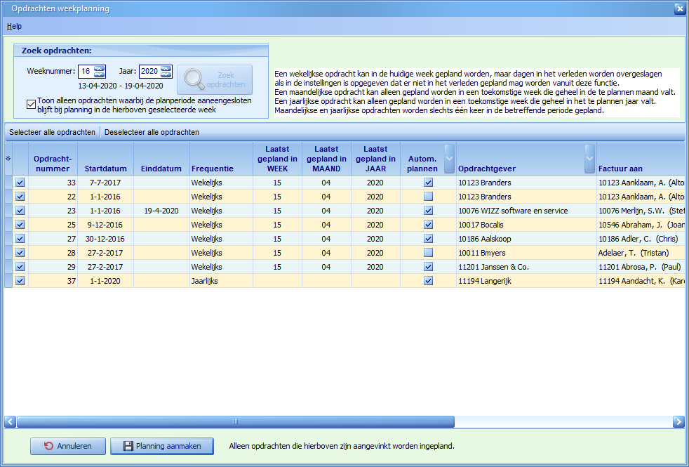 Opdrachten - weekplanning per week 3