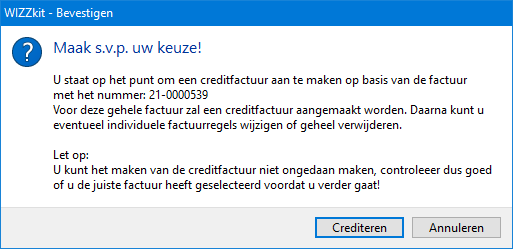 FacturenUIT - Crediteren bevestigen