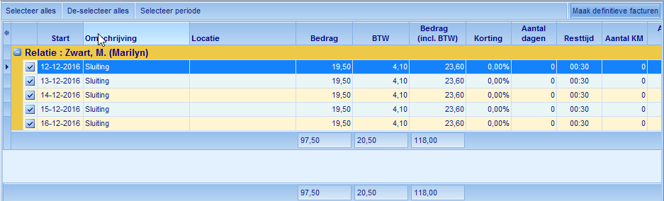 Prijsafspraken - Conceptfacturen