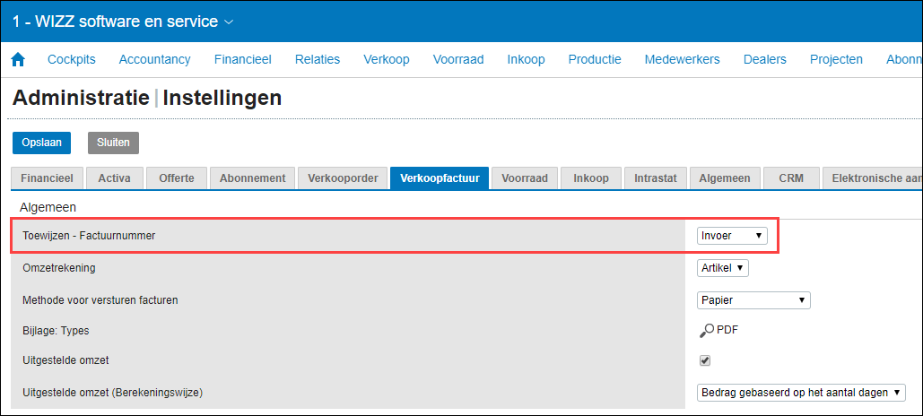 Exact - Stamgegevens Toewijzen factuurnummer