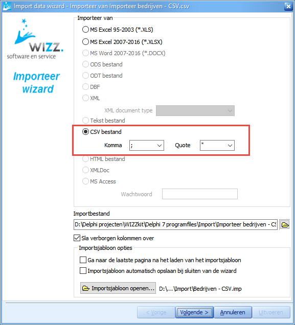 Importeren - Wizard 1