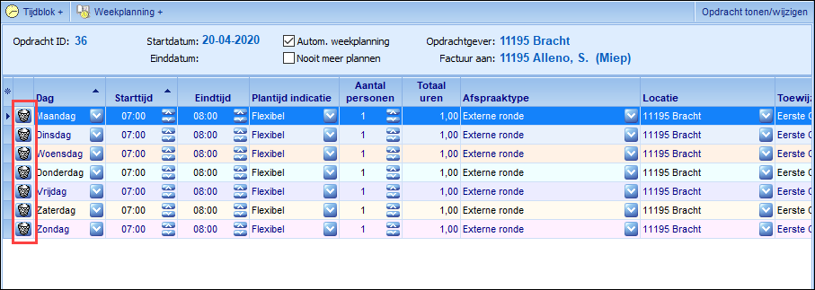 Tijdsblokken - verwijderen
