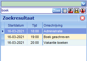 Agenda - zoekbalk resultaat