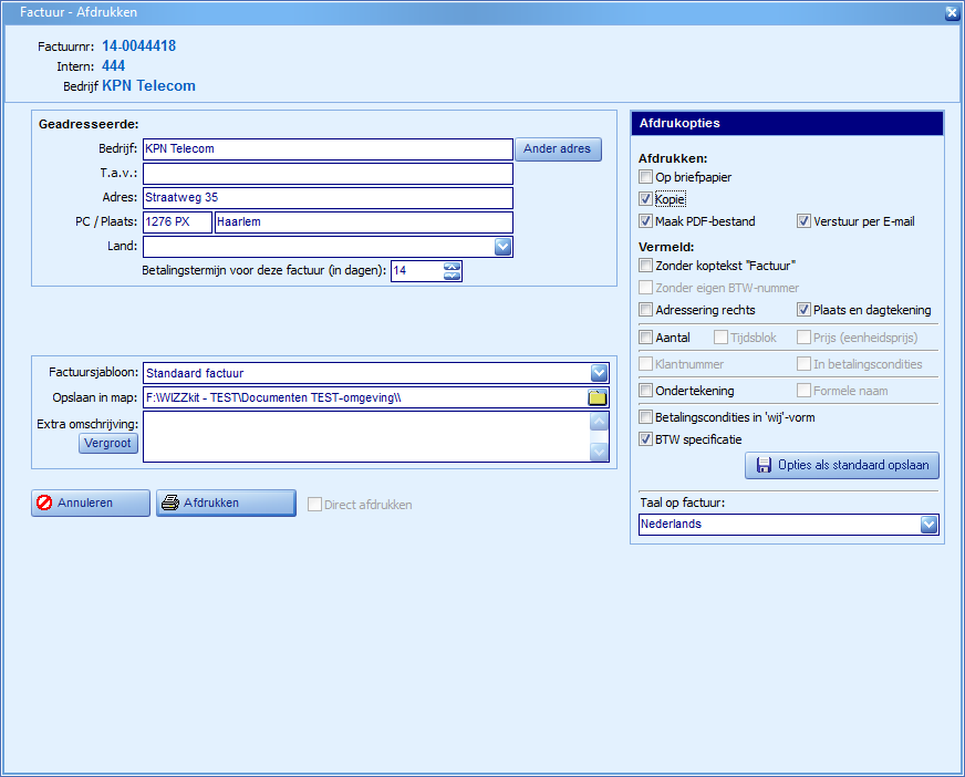 FacturenUIT - afdrukscherm