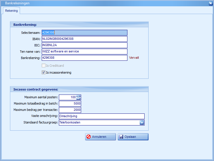 SEPA - Bankrekening Incasso