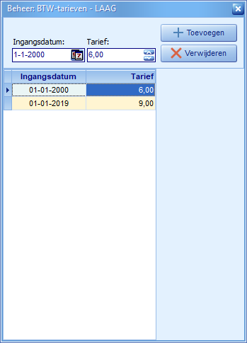 Instellingen - Module Facturatie - Administratief - Btw-tarief LAAG
